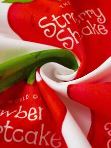 Strawberry Shortcake X SHEIN 男士休闲草莓和卡通图案落肩连帽衫，秋季 - 白色 - 查看 8