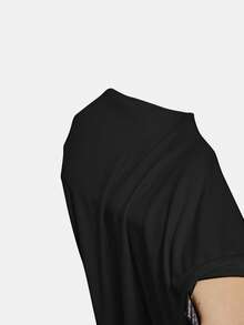SHEIN MOD Elegant Commuter Flared Sleeve Black T-Shirt,Black Top - Black - View 5