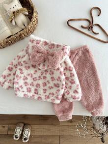 LMoss Kids LMoss 女婴针织卫衣和打底裤两件套，连帽衫，套头衫，猎豹纹，豹纹，女婴服装，圣诞节，婴儿冬季服装，秋季服装，秋季套装，秋冬季婴儿套装，保暖婴儿服装，女婴冬季套装，粉色，圣诞节，舒适秋冬款式，连帽衫，舒适的秋冬款式，舒适的秋冬款式 - 彩色 - 查看 2