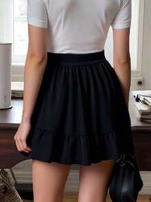 INAWLY Women's Elastic Waist Ruffled Hem Fashionable A-Line Skirt - Multicolor - View 2