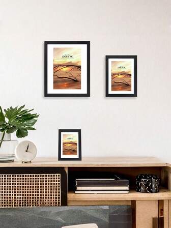 3-delat set med fotoramar i trä | Storlekar: 30x40 cm Svarta, vita och träfärgade nyanser ingår Mångsidig för porträtt/landskap och väggmontering | Perfekt för heminredning, familjefotocollage och galleriväggstyling