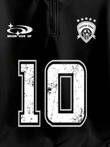 Manfinity Joysei Modischer, lässiger, junger, sportlicher Grafik-Muster Oversized Loose Fit Halb-Reißverschluss Pullover Hoodie für Herren