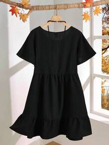 Rusticease 大码度假休闲纯色短袖连衣裙，女士夏季服装，女士复活节连衣裙，波西米亚风，狂欢服装，复活节曲线服装，乡村音乐会服装 - 黑色 - 查看 2