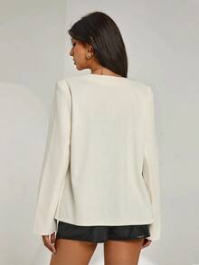 Islaluna Damen Apricot Oversized Wollmantel, Pendler-Stil - Weiss - Übersicht 2