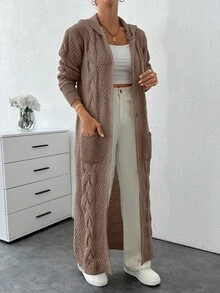 EURMUSE Cardigan With Detail And Long Special Button Detail+ 480 - Brown - View 3