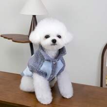 PETSIN 秋冬加厚宠物夹克和背心 - 适合小型犬、猫和小动物的防风保暖外套 | 舒适的室内/室外服装，适合日常休闲穿着 - 深灰色 - 查看 5