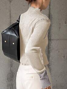 FRIFUL 女士纯色拼接立领长袖休闲 T 恤