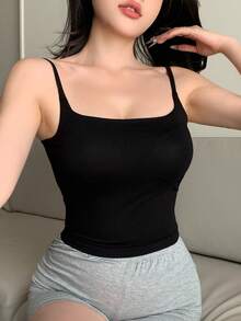 DAZY Women's Lace Patchwork Built-In Padded Bra Backless Camisole Top,Back To School Clothes - Black - View 7