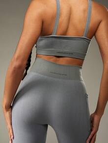 MISSGUIDED Active Workout Two Piece Set Seamless High Waist Leggings And Sports Bra Matching Set Compression Gym Training Fitness Athleisure Wear - Grey - View 6