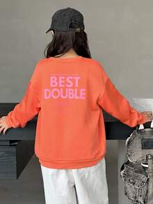 DAZY Tween Girl Crew Neck Thermal Lined Printed Sweatshirt, Fall