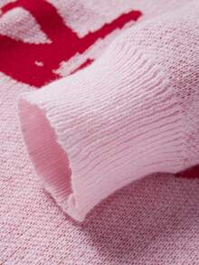 Manfinity Roghcode Pull col rond style universitaire décontracté à épaules tombantes, grande taille, automne/hiver - Rose bonbon - Voir 3