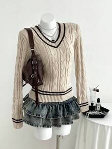 Elamini 女士休闲甜心领心形领针织毛衣 - 彩色 - 查看 1