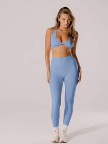 Aralina Leisurewear Active 淡粉色高腰提臀运动紧身裤 - 藍色 - 查看 10