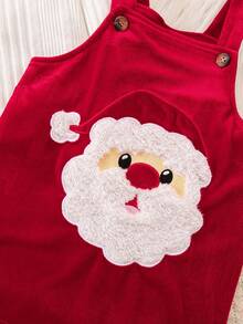 SHEIN Baby Mädchen Weihnachts süßes Cartoon Muster Strick Langarm Top und Kleid Set