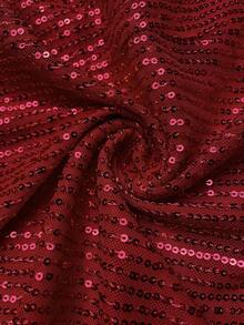 Firerie 加大码优雅亮片闪亮奢华高端迷人派对鸡尾酒会正式 V 领褶皱荷叶边袖开衩腰 H 型下摆女式连衣裙 - 紅色 - 查看 8