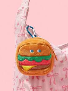 1个美味食物主题可爱（非毛绒柔软填充）耳机收纳盒兼零食钱包 - 多功能卡通迷你包，可收纳耳机线和零钱包（汉堡/薯条/牛奶/面包款式） - 青少年及成人可爱配饰