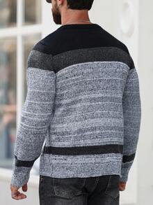 Manfinity Homme Áo len chui đầu cổ tròn tay dài dành cho nam, mặc thường ngày, mặc ở nhà, đi làm, làm quà tặng cho bạn trai/gia đình, mặc vào mùa thu/đông, Giáng sinh, mùa thu - Nhiều màu - Xem 2