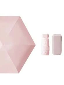 Zazumi 1pc Fashionable & Personalized Umbrella, Portable With A Novel Design,Flat Capsule-Style Ultra-Light Mini Sun Umbrella,Mini Portable Sun Umbrella With UV Protection & Rainproof Function, Foldable Design With Carrying Case, Suitable For School, Office, Home, Travel - Multicolor - View 4