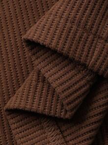 DAZY 女士极简针织上衣和裤子家居服套装，秋季睡衣，舒适秋冬装 - 棕色 - 查看 7