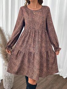 EMERY ROSE Women's Casual Commuter Leopard Print Mid-Length Dress Fall Clothes For Women Fall Outfits For Women Going Out Dress Casual Dresses For Women - Multicolor - View 4