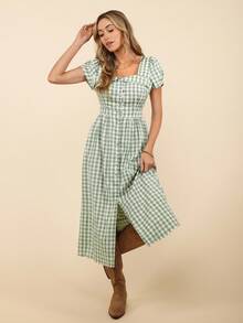 Coeurva Women's Casual Plaid Cinched Waist Mid-Length Dress Summer Dresses For Women Summer Outfits For Women Vacation Outfits Woman Summer Clothes Birthday Dresses For Women Business Casual Woman Dresses For Women Elegant Elegant Dresses For Women Office Outfits For Women Graduation Dress Casual Dresses For Woman Teacher Outfits For Women Airport Outfit For Women Women Summer Dresses Summer Clothes Women Boho Women Clothing Teacher Dresses For Summer Work Dresses For Women Women's Summer Clothes European Summer Gingham Dress Sage Green Gingham Dress Going Out Dress Old Money Style Women - Multicolor - View 3