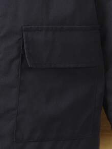 Genkimix Kids 1 件装小男孩休闲连帽夹克，海军蓝配米色羊毛面料，前口袋装饰，长袖，时尚迷人，适合 4-7 岁男孩日常休闲穿着 - 藏蓝色 - 查看 7