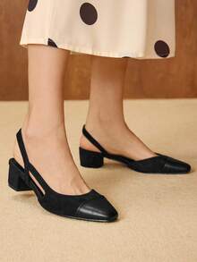 MOTF PREMIUM WOMEN'S COMFORTABLE SQUARE TOE LOW HEEL PUMPS FOR CHRISTMAS - Black - View 7