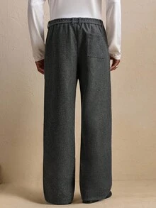 AKNOTIC Quần ống đứng màu xám rộng rãi thời trang dành cho nam, dành cho Giáng sinh - Xám - Xem 6