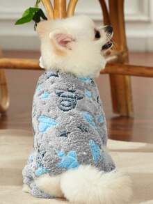 PETSIN 1 Bộ áo liền quần bằng len flannel hình ngôi sao màu xám cho thú cưng - Nhiều màu - Xem 6