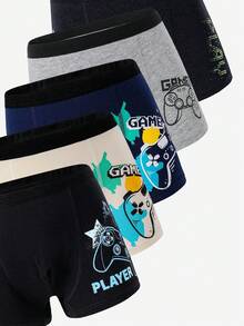 10pcs Boys' Cute Colorful Game Console Print Comfortable Cotton Briefs Fall Winter