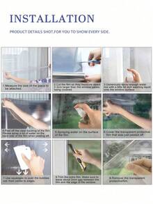 1pc Frosted Window Privacy Film Sun Blocking Frosted Glass Window Film Static Cling Window Covering Non Adhesive Glass Sticker For Home Office Bathroom Kids Study Stripe Patterns - 彩色 - 查看 8