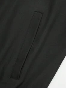 Manfinity Homme 男士休闲鸟纹拉链夹克，秋季 - 黑色 - 查看 6