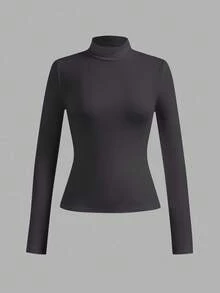 SHEIN Essnce Bộ 4 áo len cổ lọ nhiều lớp màu trơn đơn giản, dáng ôm vừa vặn dành cho nữ, mùa thu/đông - Nhiều màu - Xem 7