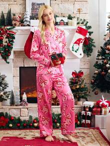 FamilyFrolics Conjunto de pijama de mujer, estampado digital, ropa de otoño, Navidad - Multicolor - Ver 1