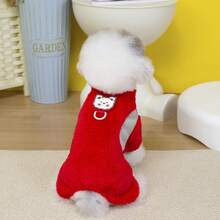 PETSIN Lovely Cartoon Style Four-Legged Pet Jumpsuit – Windproof And Snuggly Fleece Clothing For Small Dogs & Cats, Perfect For Daily Indoor And Outdoor Wear,Christmas,Christmas Decorations - Red - View 3