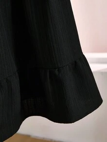 Rusticease 大码度假休闲纯色短袖连衣裙，女士夏季服装，女士复活节连衣裙，波西米亚风，狂欢服装，复活节曲线服装，乡村音乐会服装 - 黑色 - 查看 6