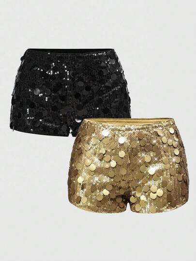 Grunge Punk Ensemble de shorts mini à paillettes brillantes style punk pour femmes, taille ultra-basse sexy, convient pour l'été, la plage, la remise des diplômes, Pâques, les concerts, les vacances à Nashville