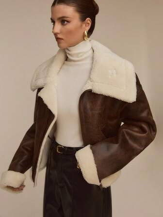 ATUI Studio Jaqueta Casual de Inverno Curta com Forro Térmico para Mulheres, Versátil