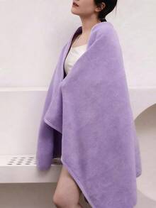 SHEIN QIBHI 浴巾和手巾 1 件，优质纯色，高吸水性，柔软快干，适用于浴室、游泳池、健身房、旅行、度假、返校、美容院和家庭使用