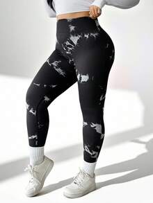 Auralis Leggings de sport sans couture pour femmes de grande taille avec taille levée, imprimé marbré, pantalons de survêtement, joggers d'hiver pour femmes, pantalons de survêtement d'hiver pour femmes - Multicolore - Voir 2