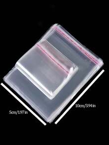 100pcs Large And Small Self-Adhesive Seal Clear Opp Bags, Reusable Sealable Plastic Cellophane Bags, Rangement,Anniversaire,Gourde,Mariage,Suitable For Large-Scale Packaging Of Small Gifts, Party Favors And Toys, Suitable For Items Of Different Sizes