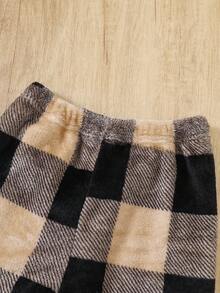 Jungen Farbblock Karomuster Taschen Langarm Pyjama Set, Herbst/Winter