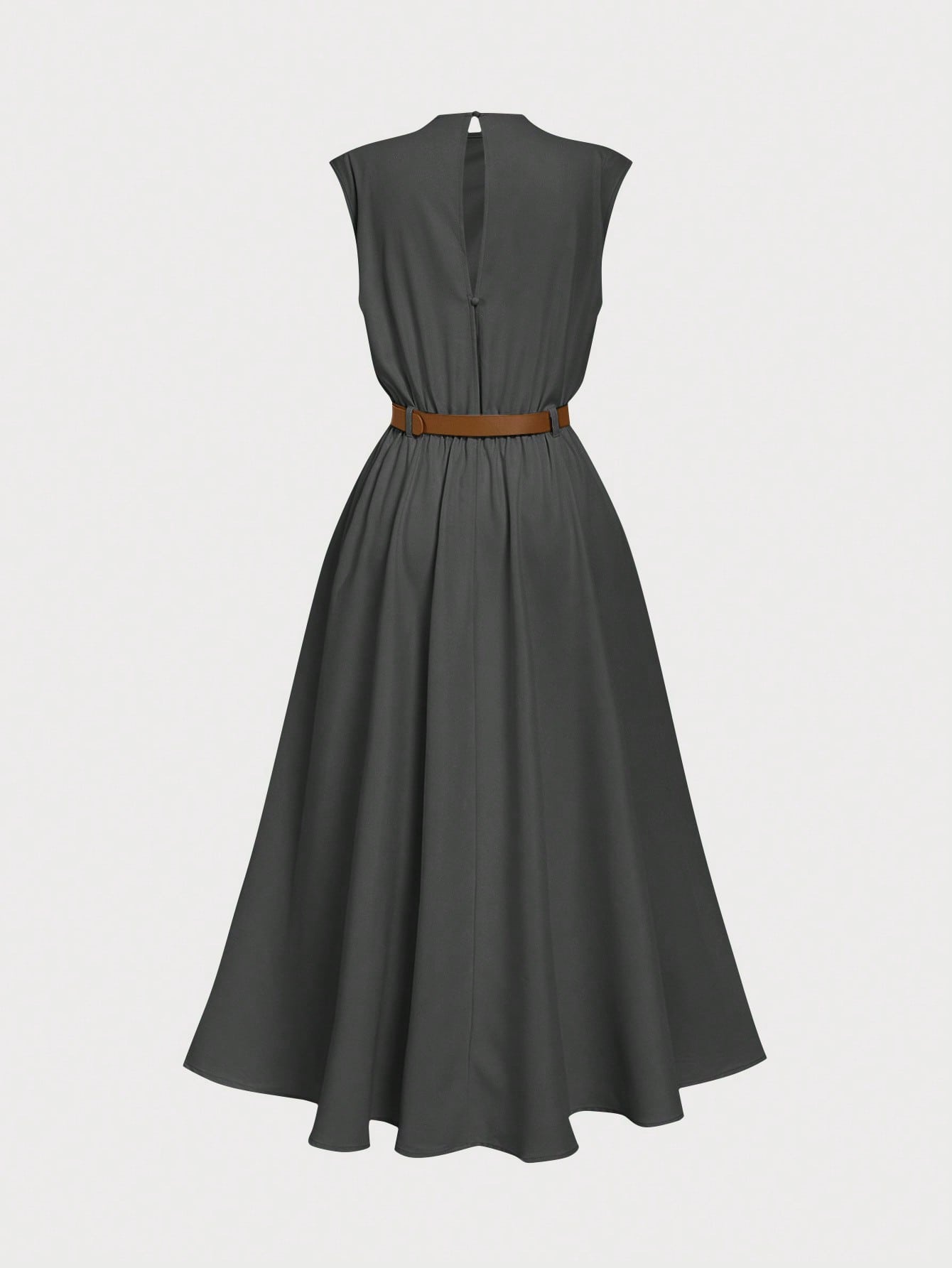 SHEIN MOD فستان أنثوي بدون أكمام ذو لون واحد (مع ح...