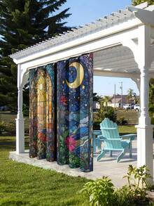 SHEIN 1 Pc Sun And Moon Printed Shower Curtain, Translucent Waterproof Shower Curtain Divider, Winter Bathroom Warming Shower Curtain, Bathroom Shower Curtain Liner Decorative Curtain, Equipped With Multiple Plastic Hooks, Metal Alloy Washers, More Sturdy Room Decor Bathroom Accessories