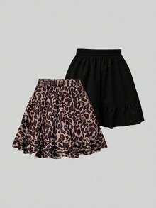 INAWLY Women's Elastic Waist Ruffled Hem Fashionable A-Line Skirt - Multicolor - View 1