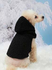 PETSIN 1件黑色宠物羔羊毛保暖背心 - 黑色 - 查看 4