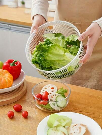 3-In-1 Salad Spinner & Vegetable Washer With Funnel - Heavy Duty PP Kitchen Tool, 5L Capacity, Dishwasher , Ideal For Meal Prep, Salad Spinner For Kitchen