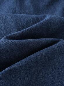 GlowEve Fake Pocket-Breasted Belted Denim Dress