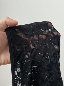 NU&NOW Bộ đồ liền thân màu đen gợi cảm hở lưng cổ chữ V sâu ren cỡ lớn dành cho nữ - màu đen - Xem 7