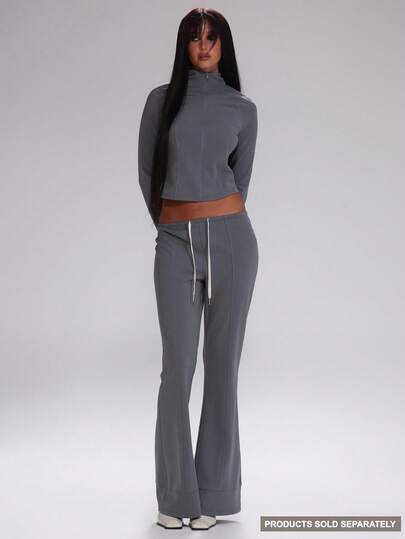 MUSERA Pantalones acampanados ajustados con detalle de costura de cordón de contraste, solo atuendo casual, elegante, de trabajo, deportivo y de invierno para otoño, regreso a la escuela y Navidad